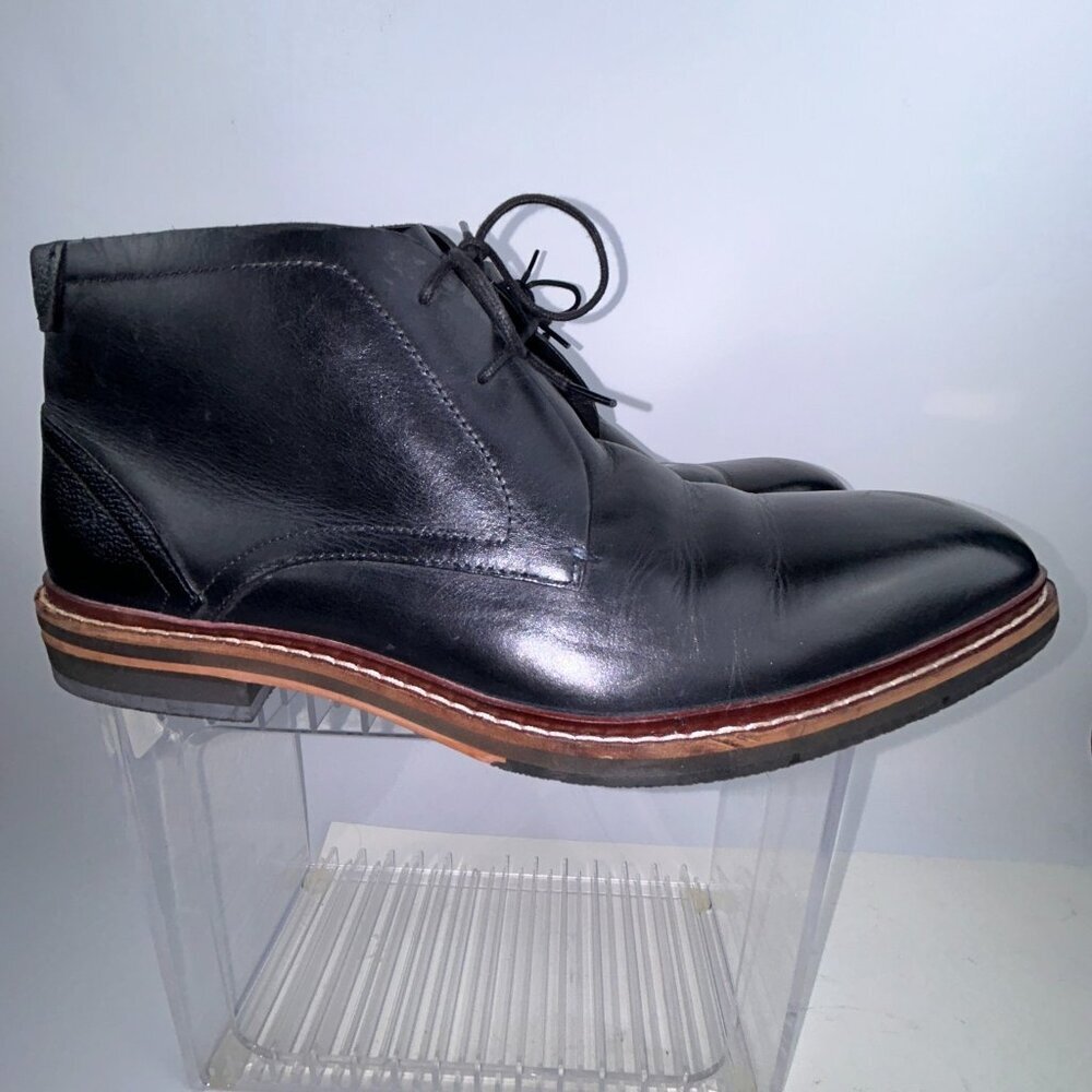 Ted Baker Crint Leather Chukka Boot Black Red Stitching Size EU45, US 12 - Picture 5 of 16
